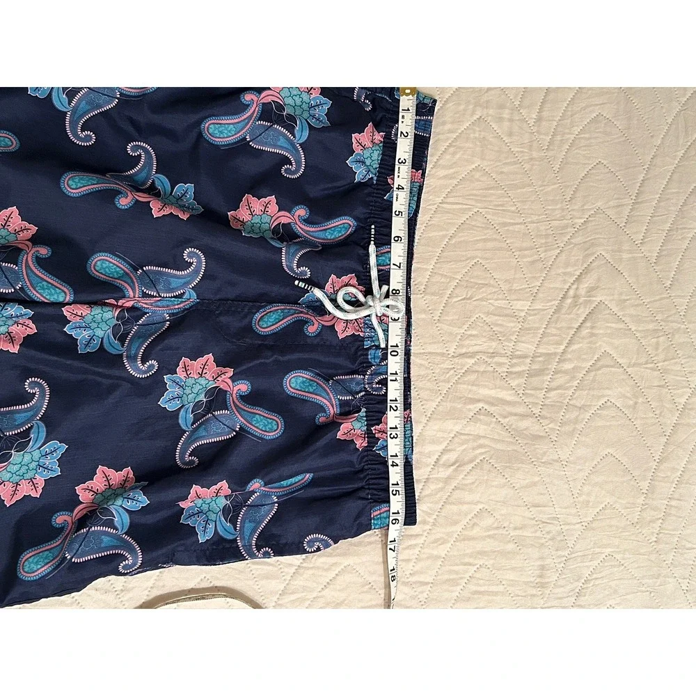 Original Use Mens Floral Paisley Swim Trunks‎ Navy Blue Pink Teal Size Medium